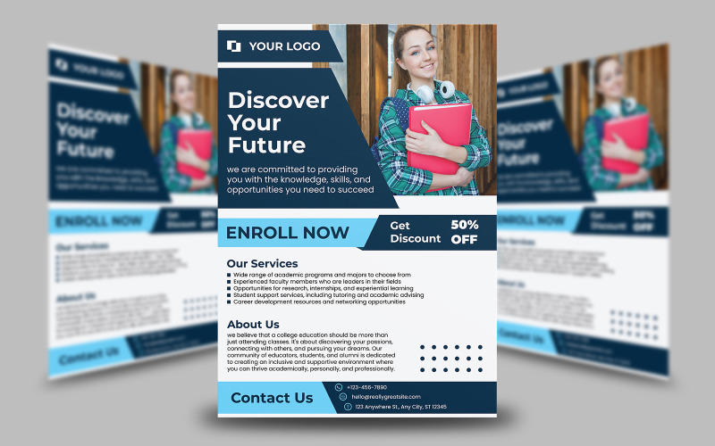 College Education Admission Flyer Template Corporate Identity