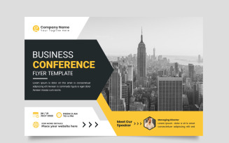 corporate horizontal business conference flyer template or business live webinar conference concept