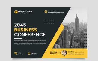 Corporate horizontal business conference flyer template or business live webinar conference
