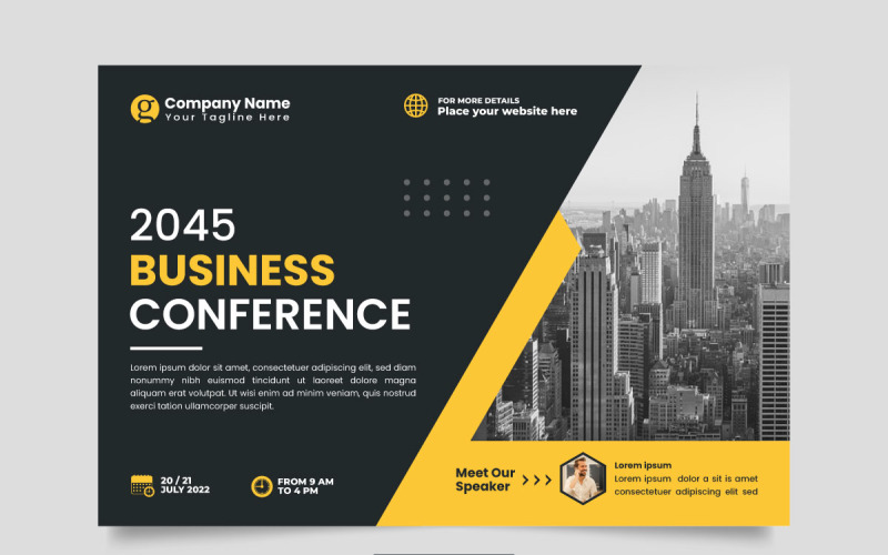 Corporate horizontal business conference flyer template or business live webinar conference Illustration