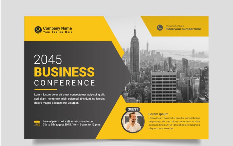 Corporate horizontal business conference flyer template or business webinar conference design Illustration