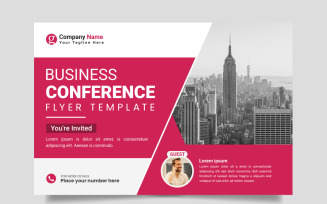 corporate horizontal business conference flyer template or business webinar conference idea