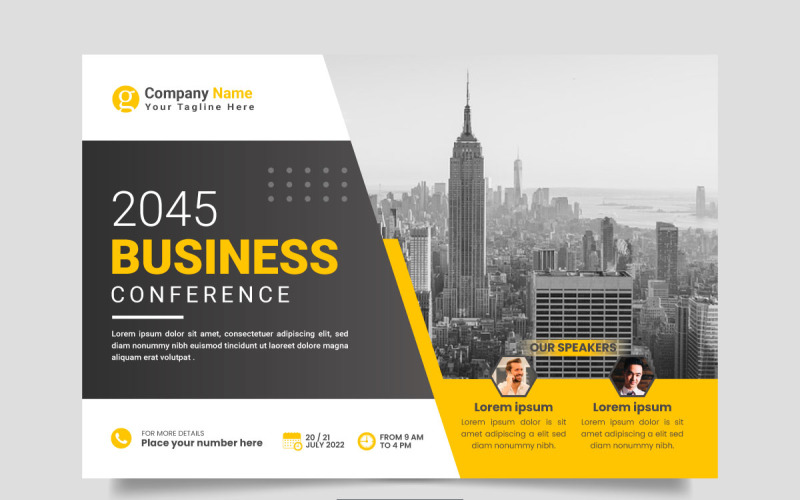 corporate horizontal business conference flyer template or business webinar conference Illustration