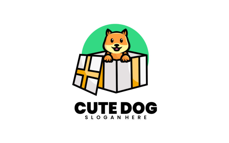 Cute Dog Cartoon Logo Style 2 Logo Template