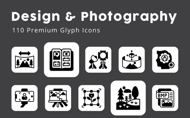Design and Photography Glyph Icons Icon Set