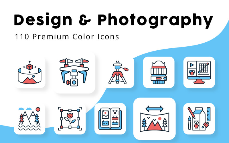 Design and Photography Minimal Color Icons Icon Set