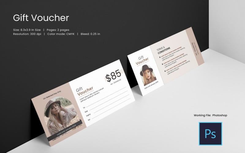 Fashion Gift Voucher Adobe Photoshop Template Corporate Identity