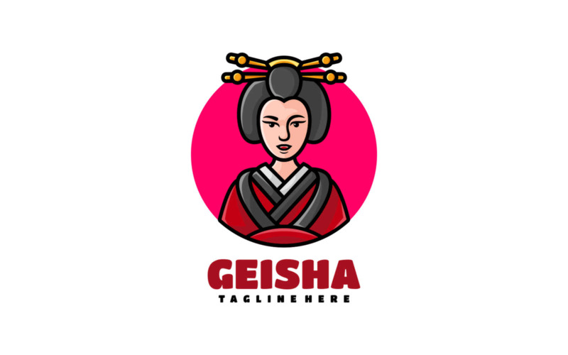 Geisha Mascot Cartoon Logo Logo Template