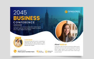 horizontal business conference flyer template or business live webinar conference design