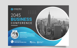 horizontal business conference flyer template or business live webinar conference