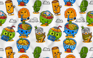 Indonesia Food Character Pack Seamless Pattern