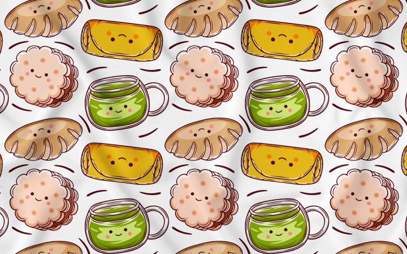 Kawaii Breakfast Seamless Pattern #04