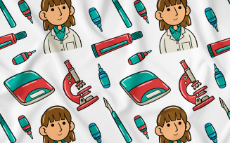 Medical Kawaii Doodle Seamless Pattern 02