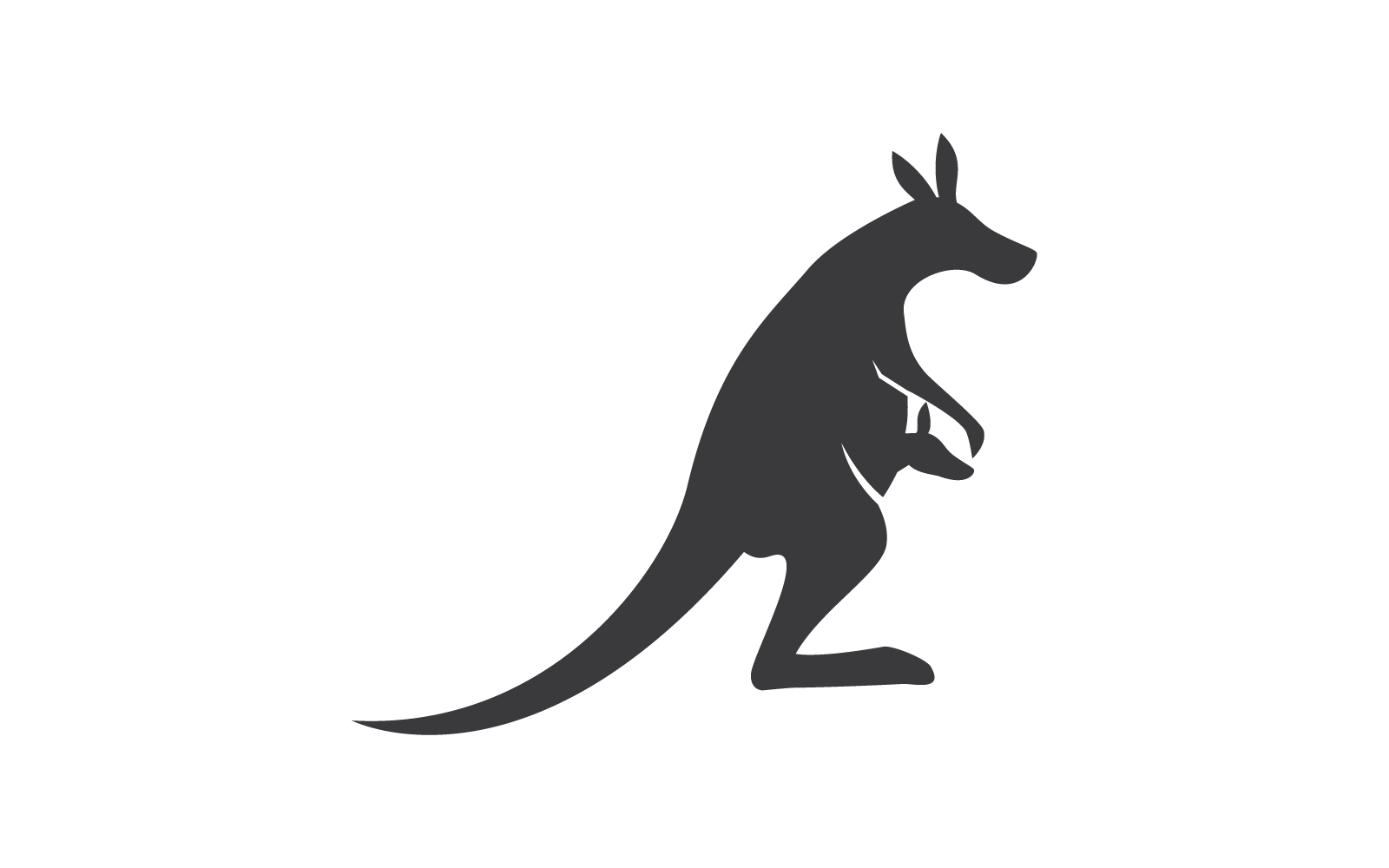 Runing Kangaroo illustration logo template vector flat design template