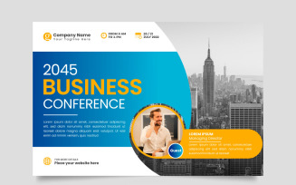 Vector corporate horizontal business conference flyer template or business live webinar conference