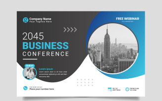 Vector corporate horizontal business conference flyer template or business webinar conferen