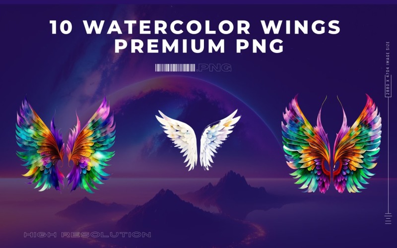 Watercolor Wings Premium PNG Background