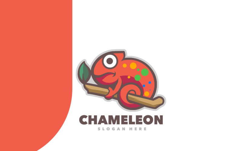 Chameleon red cute cartoon logo Logo Template
