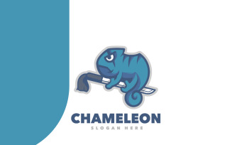 Chameleon samurai cute cartoon logo