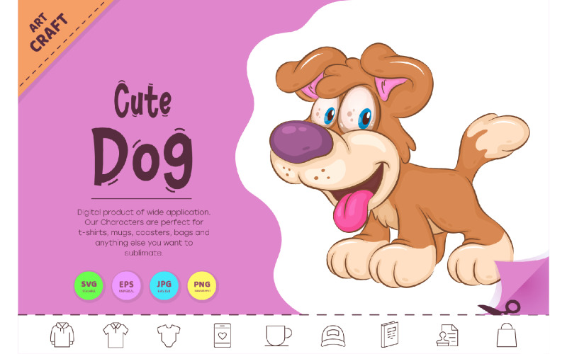 Cute Cartoon Dog. Clipart. Vector Graphic