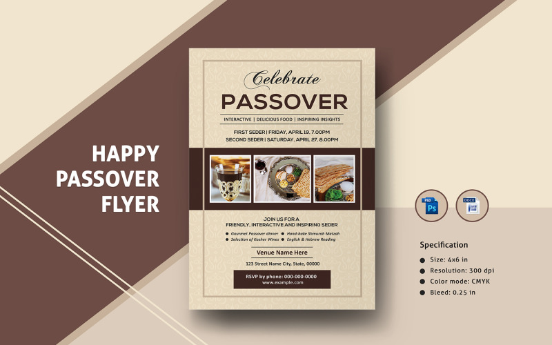 Happy Passover Party Invitatio Flyer Template Corporate Identity