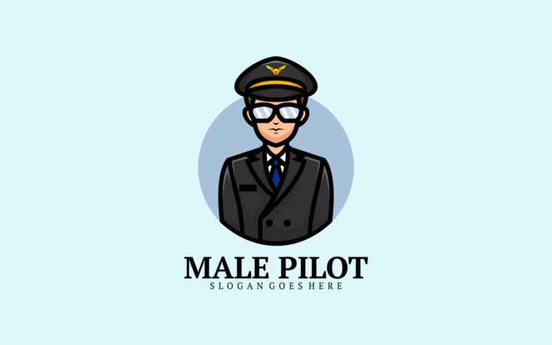 Male Pilot Cartoon Logo Style Logo Template