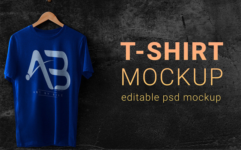 PSD Blue T-Shirt Front View Mockup T-shirt