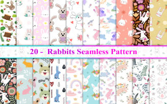 Rabbits Seamless Pattern, Bunny Seamless Pattern, Easter Seamless Pattern