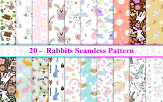 Rabbits Seamless Pattern, Bunny Seamless Pattern, Easter Seamless Pattern