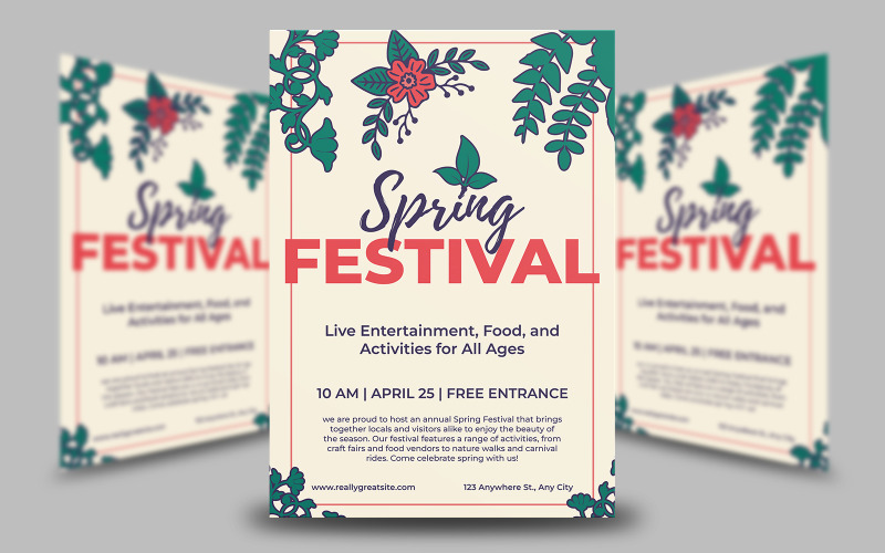 Spring Festival Flyer Template Corporate Identity