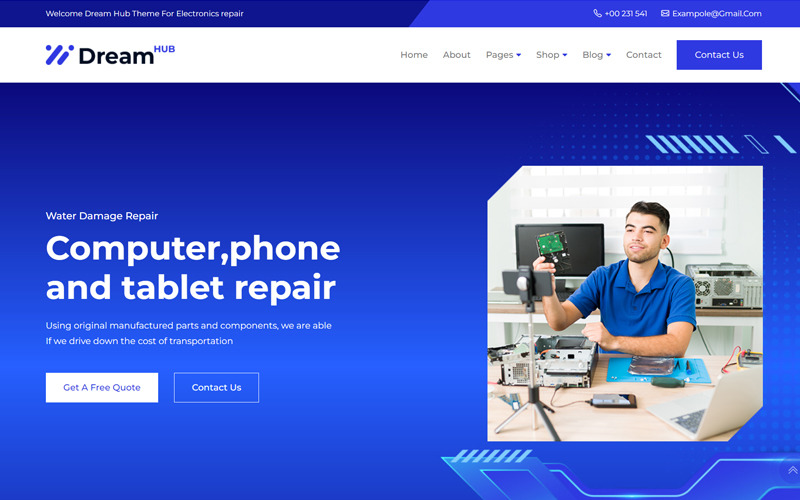 DreamHub Electronics Repair HTML5 Template Website Template