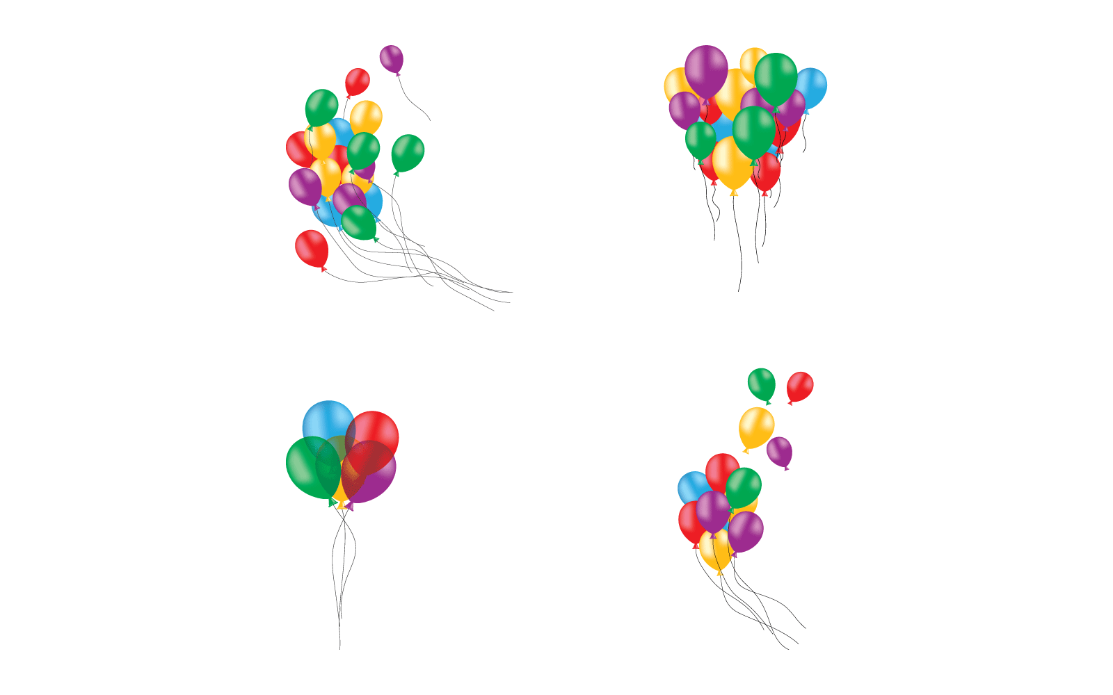 Set of Realistic Balloon Illustration on White Background