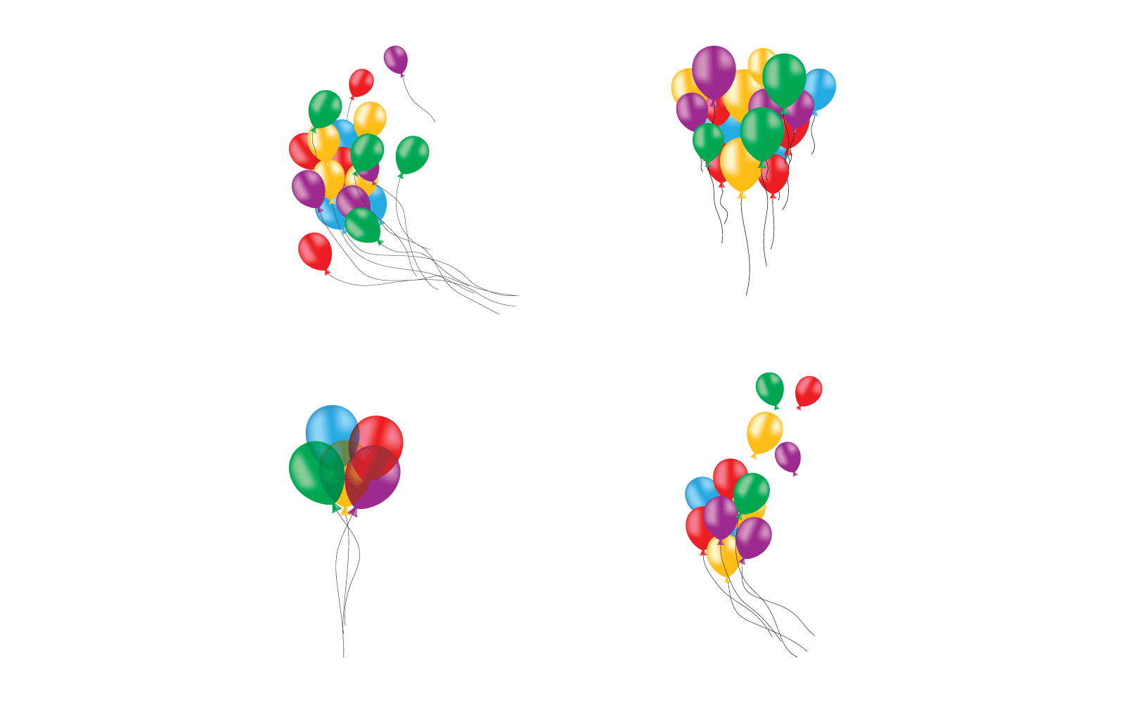 Uppsättning av realistisk ballongillustration på vit bakgrund