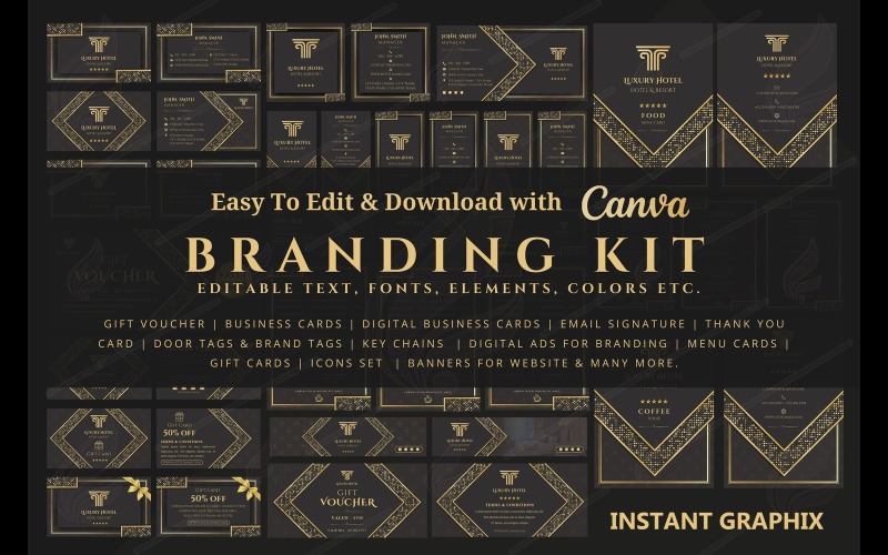 Business Branding Kit on Luxury Background | Canva Template Social Media