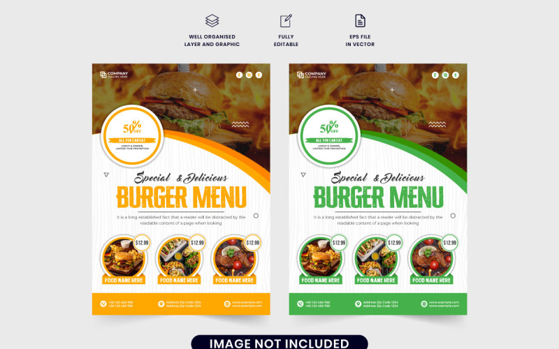 Food menu advertisement flyer vector Corporate Identity