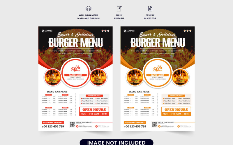 Food promotion poster and flyer vector Corporate Identity
