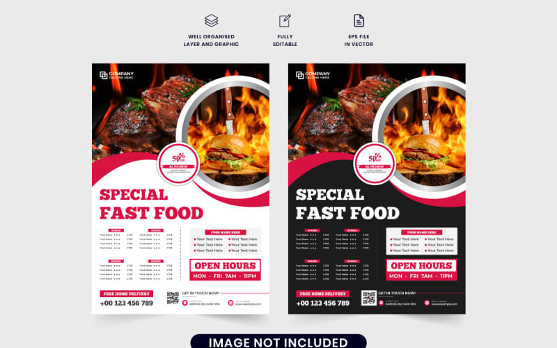 Restaurant food menu flyer template vector Corporate Identity