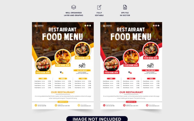 Restaurant promotion flyer template vector Corporate Identity