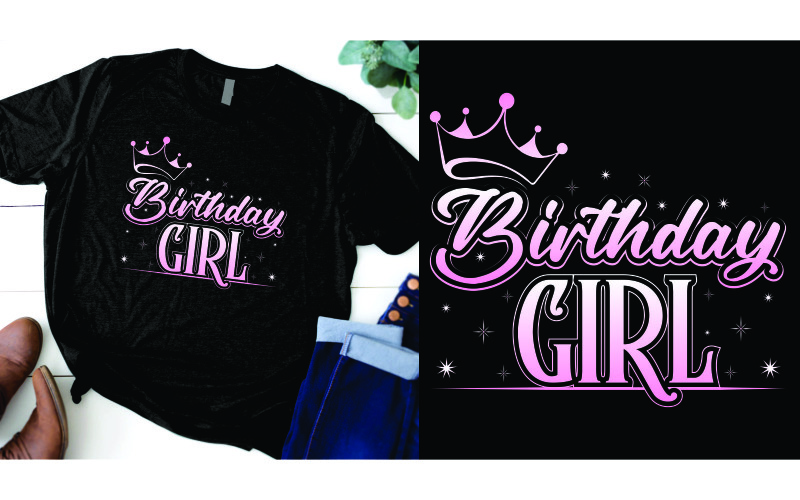 Birthday girl with crown t shirt design T-shirt