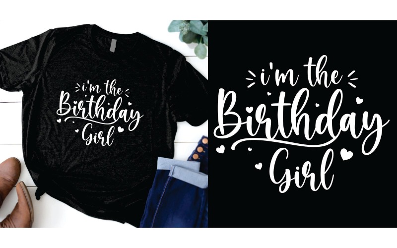 Birthday girl with crown t-shirt design T-shirt