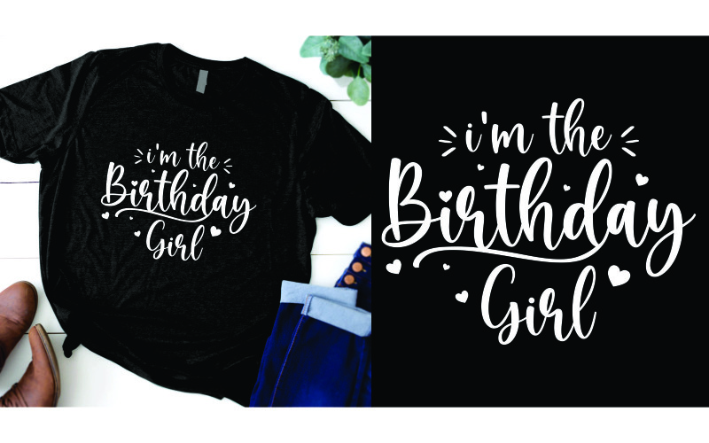 Birthday girl with crown t-shirt design T-shirt