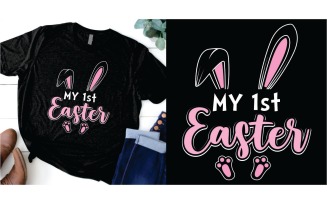 Happy easter bunny and paw t shirt design