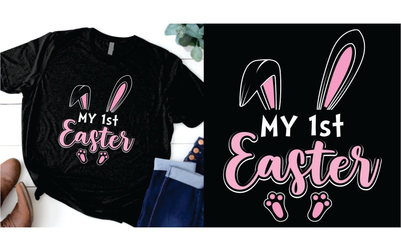 Happy easter bunny and paw t shirt design T-shirt