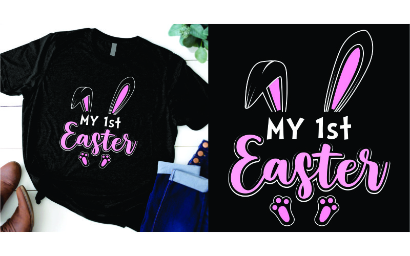 Happy easter bunny and paw t shirt design T-shirt