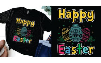 Happy Easter with eggs T shirt Design