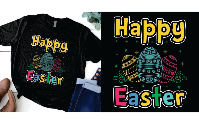 Happy Easter with eggs T shirt Design T-shirt