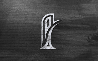 Metal logo mockup on black paper texture background