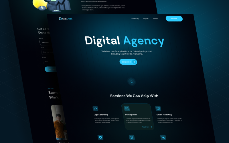 Creative Digital Agency Website Design UI Element