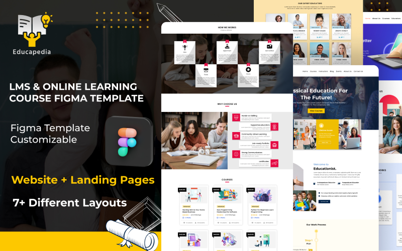 Educapedia - LMS Online Education & Landing Page Figma Template UI Element