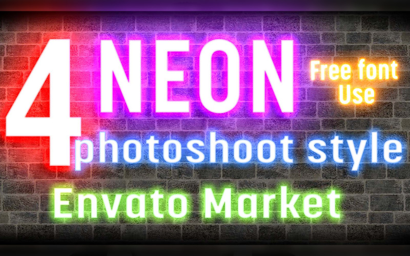 Neon Lights Photoshop Effect Product Mockup